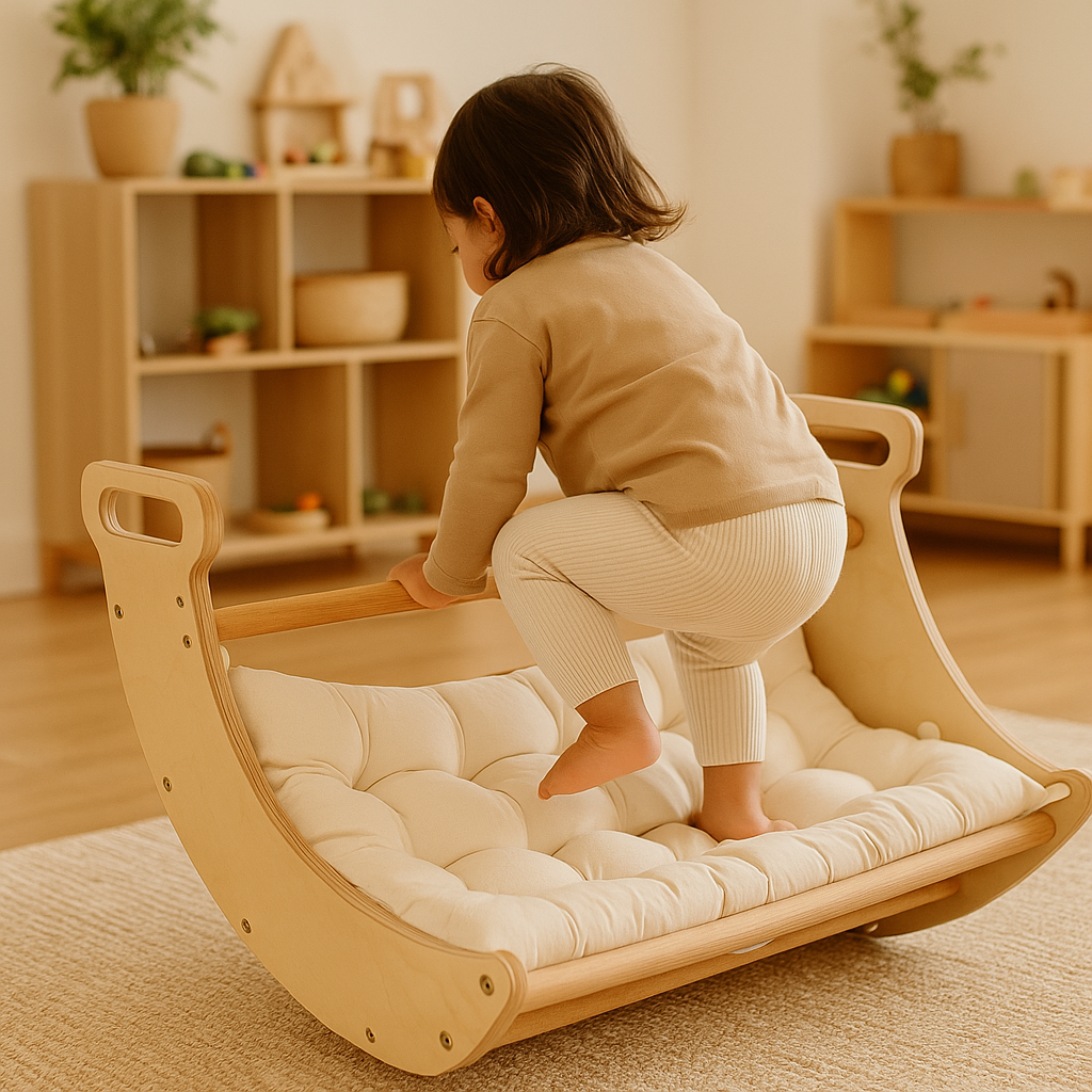 Calm Climb Wooden Rocker & Climbing Arch